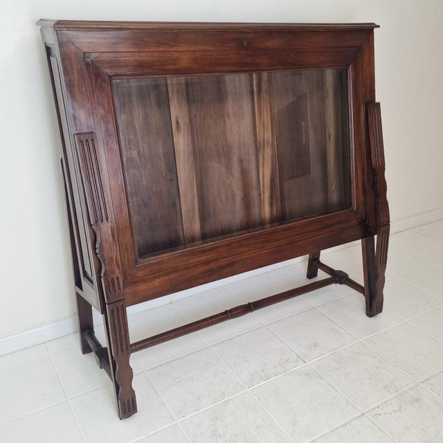 19th Century Mahogany Cartographic Display Cabinet with Drop-Front Viewing Table For Sale - Image 10 of 18
