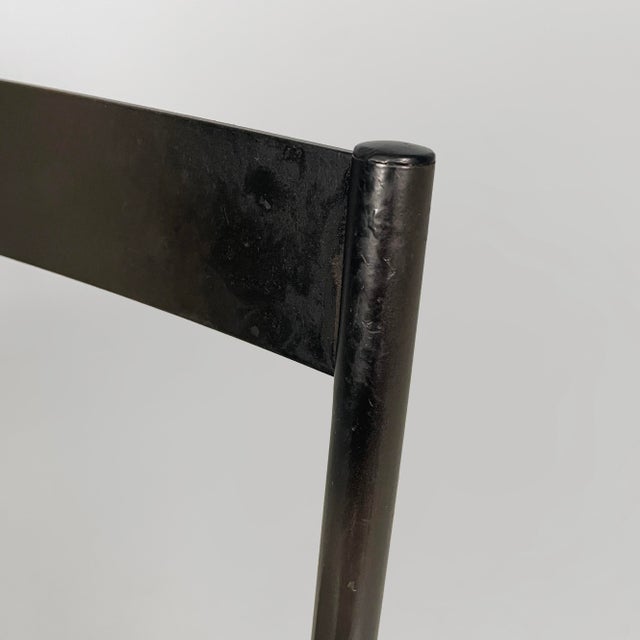 Italian Modern Black Metal Chairs by Emilio Nanni for Fly Line, 1980s, Set of 4 For Sale - Image 6 of 18