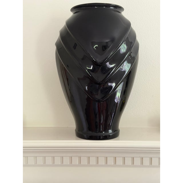 Black Vintage Anchor Hocking Large Black Glass Vase For Sale - Image 8 of 8