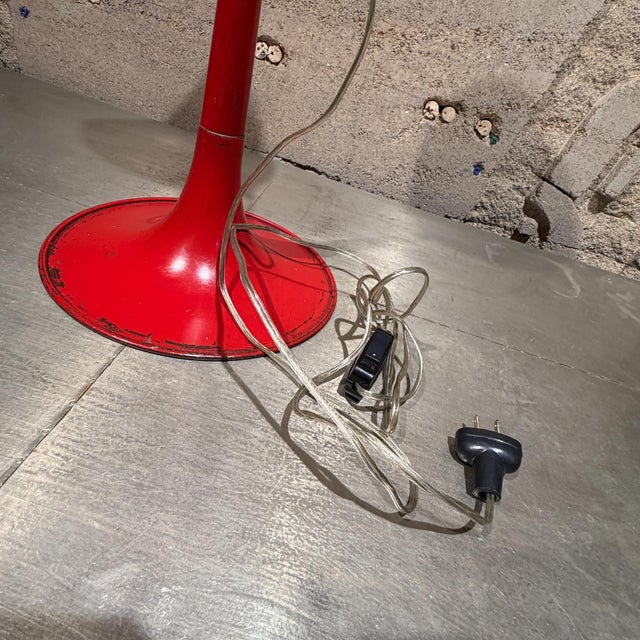 Vintage Red Space Age Floor Lamp / Pedestal Ashtray Combo Mid-Century For Sale - Image 10 of 14