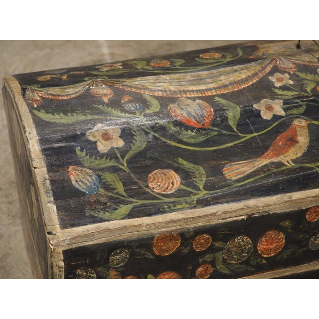 More information coming soon… Dating to the 1800s, this polychrome trunk from Normandy, France, was likely given as a...
