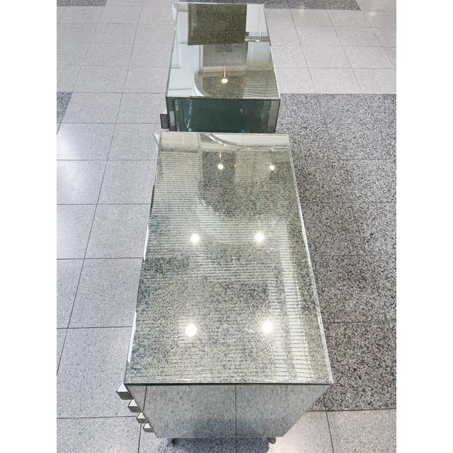1980s Mirrored Chests of Drawers or Nightstands - A Pair For Sale - Image 4 of 11
