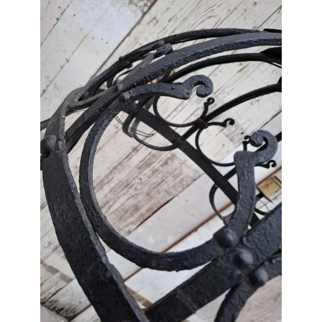 Black Early 20th Century Art Deco Dutch Wrought Iron Chandelier in the style of Amsterdam School For Sale - Image 8 of 16
