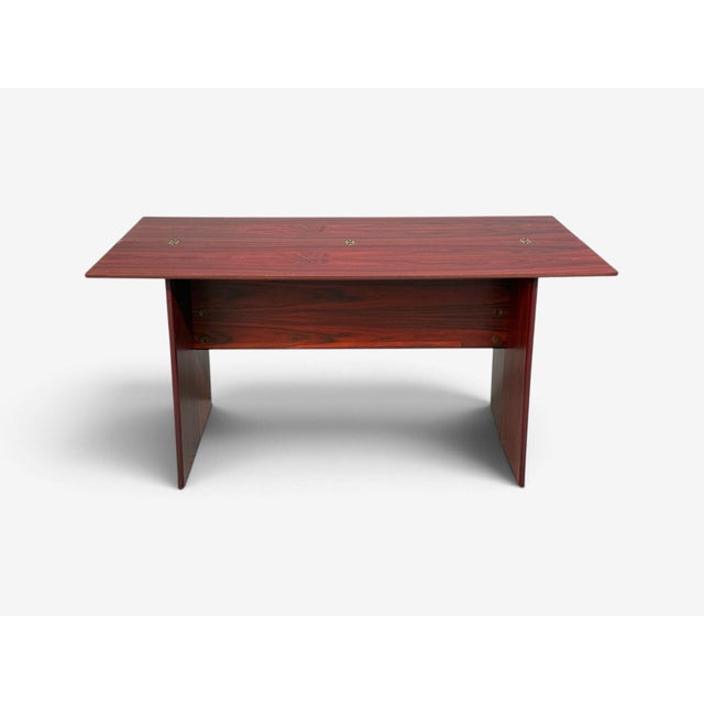 Wood Sannemann, Convertible Console or Dining Table, Rosewood, Brass, Denmark, 1970s For Sale - Image 7 of 18