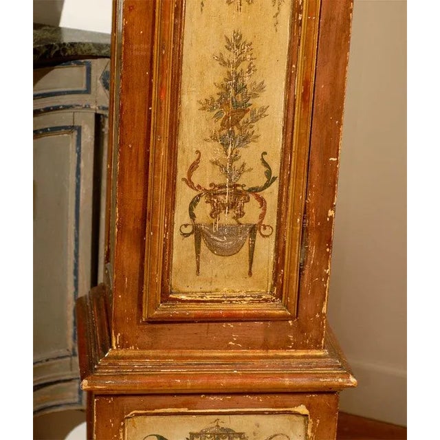 Early 19th Century 19th Century French Longcase Painted Clock with Carved Crest For Sale - Image 5 of 11