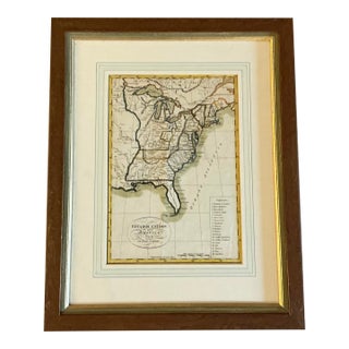 Juan Lopez Antique Colored Engraving "Estados Unidos De America" Circa 1800 For Sale