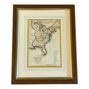 Juan Lopez Antique Colored Engraving "Estados Unidos De America" Circa 1800