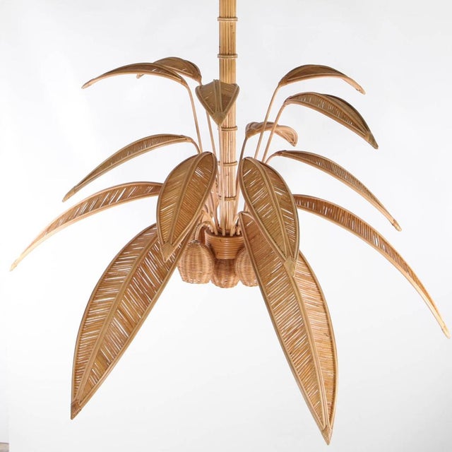 Large Palm Tree Rattan Chandelier For Sale - Image 9 of 18