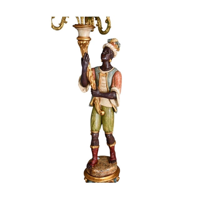 Gold Italian Figural Standing Candelabra Floor Lamp, Early 20th Century For Sale - Image 8 of 10