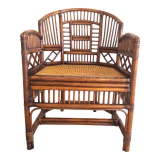 1970s Vintage Chinese Chippendale Bamboo Brighton Pavillon Form Chair For Sale