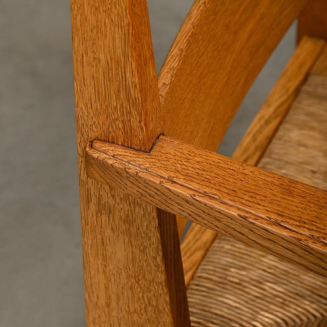 Dutch Art Deco the Hague School Armchair in Oak and Straw, 1930s For Sale - Image 15 of 18