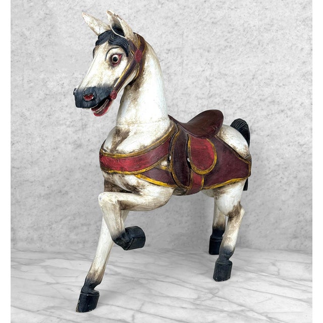 Vintage 24" Traditional Folk Art Hand Painted Carousel Horse For Sale - Image 4 of 12