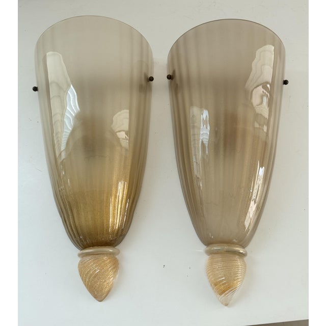 Large Italian Murano Glass Wall Sconces, 1970s, Set of 2 For Sale - Image 10 of 16