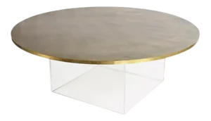 Iona Acrylic Based Coffee Table With Gold Metallic Top