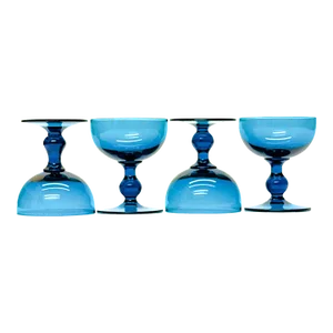 Translucent Turquoise Wine Glasses in the Manner of Carlo Moretti - Set of 4