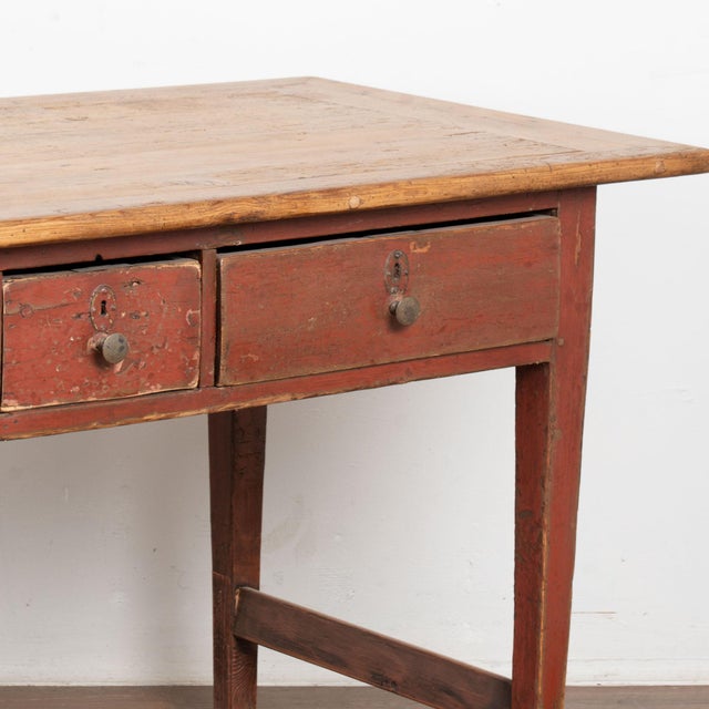 Early 19th Century Swedish Original Red Painted Pine Work Console Table For Sale - Image 13 of 16