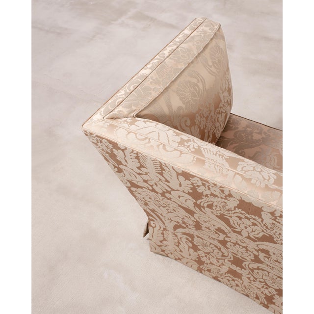 Donghia Shelter-Arm Sofa Fortuny Style Damask Champagne Fabric For Sale - Image 11 of 18