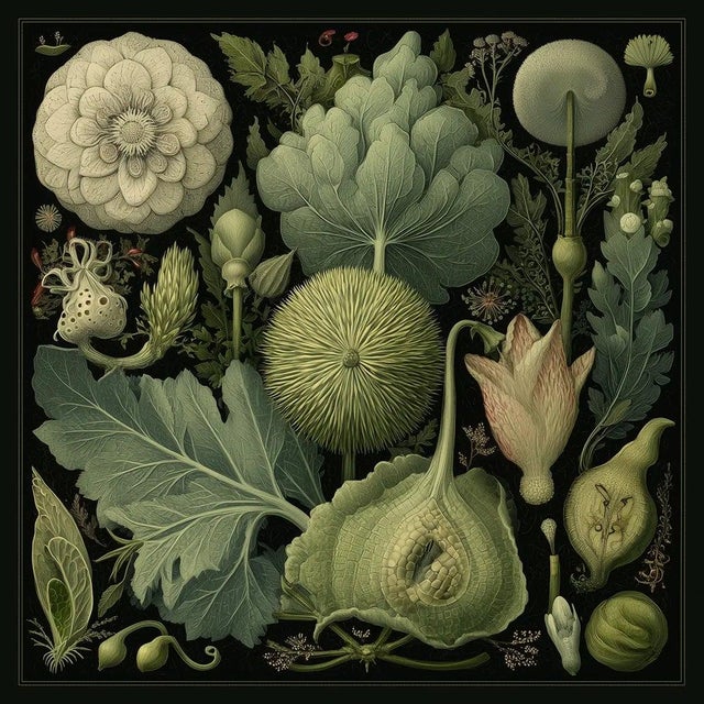 Set of 15 - 90' X 54' Evergreen Organic Modern Gallery Wall Installation Botanical Prints - Dark Green, Unframed For Sale - Image 14 of 17