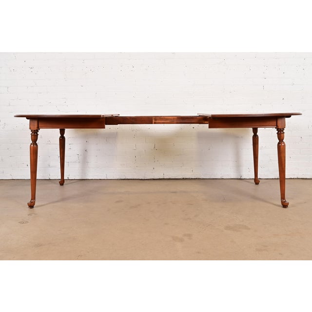 Ethan Allen American Colonial Solid Cherry Wood Extension Dining Table, Newly Refinished For Sale In South Bend - Image 6 of 15