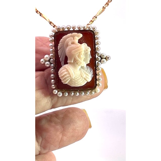 Brown Late 19th Century Agate Cameo Finely Detailed Mars and Bellona For Sale - Image 8 of 9