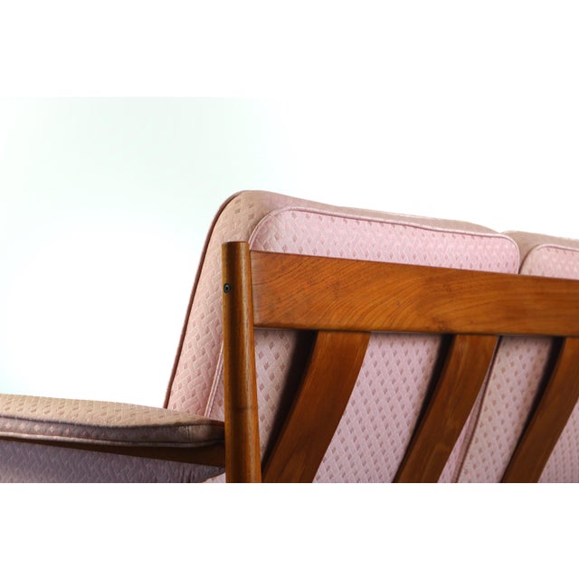 Light Pink 8 Ft Long Grete Jalk for France and Son Four Seat Sofa Denmark For Sale - Image 8 of 10