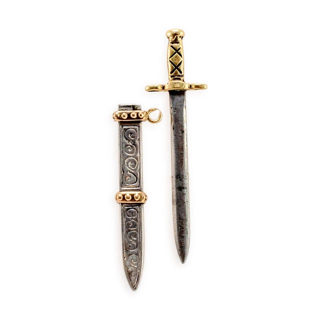 Gender: Unisex Metal Type: 925 Sterling Silver & 14K Yellow Gold Length: 2.00 inches Width: 13.40 mm Weight: 6.16 grams...