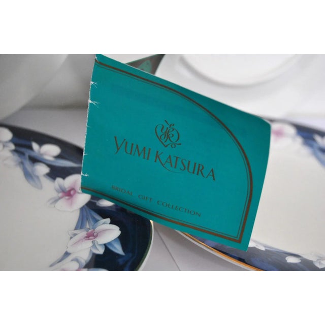 Designer Cobalt Blue Porcelain Plates, Wedding Gift, Signed Yumi Katsura - Set of 4 For Sale - Image 12 of 12