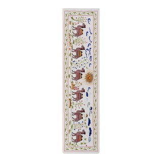 Uzbek Suzani Animal Silk Cotton Tablecloth For Sale