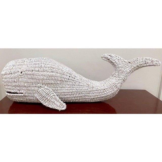 1970s Vintage 'Nantucket' White Wicker Sculpture of a Whale For Sale - Image 4 of 8
