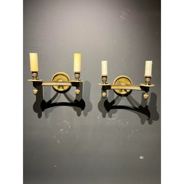 1900 - 1909 1900 French Empire Triangle Shape Sconces - Pair For Sale - Image 5 of 6