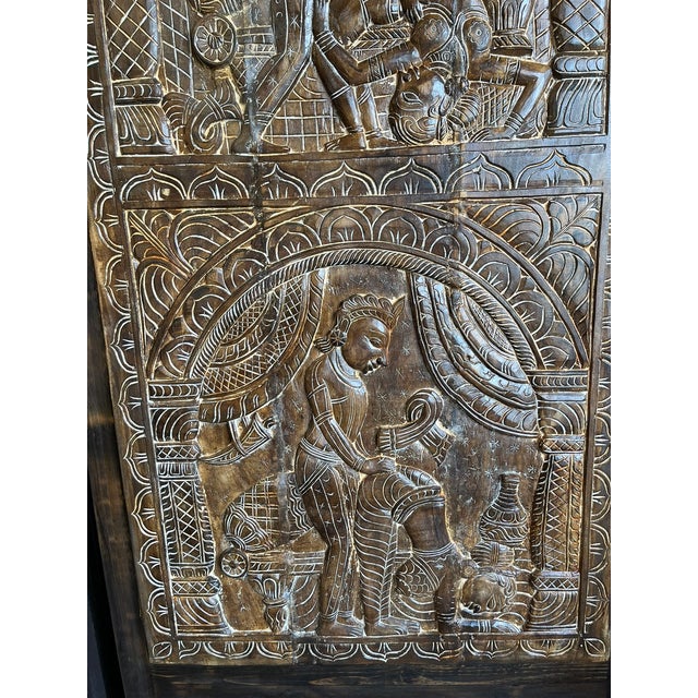 1920s Kamasutra Hand-Carved Vintage Barn Door Panel For Sale - Image 9 of 9