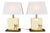 Table Lamps in Cream Lacquer and Brass by Jean-Claude Mahey, 1970s, Set of 2 For Sale