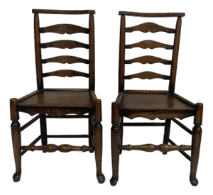 Pair of 18th Century English Oak Ladder Back Chairs