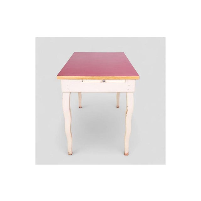 Vintage Kitchen Table with Red Formica Top and Shaped Legs For Sale - Image 5 of 13