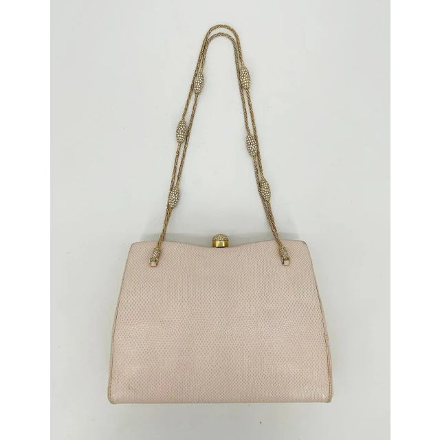 Pink Judith Leiber Pink Lizard Crystal Strap Bag For Sale - Image 8 of 12