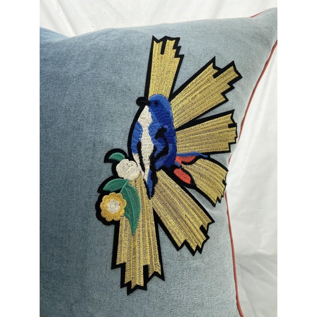 Contemporary Custom BlueBird Throw Pillow Cover For Sale - Image 3 of 4