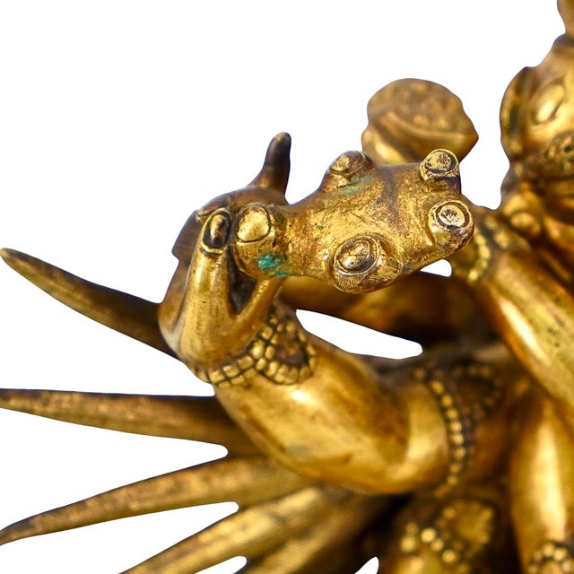 19th Century Large Tibetan Vajrabhairava Gilt Bronze Statue For Sale - Image 5 of 12