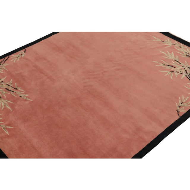 Rug & Kilim Rug & Kilim Chinese Style Art Deco Rug in Pink Open Field with Floral Patterns - 12'x15' For Sale - Image 4 of 6
