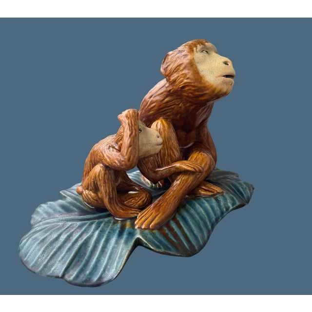 Chinoiserie English Majolica Ceramic Monkeys For Sale - Image 3 of 6