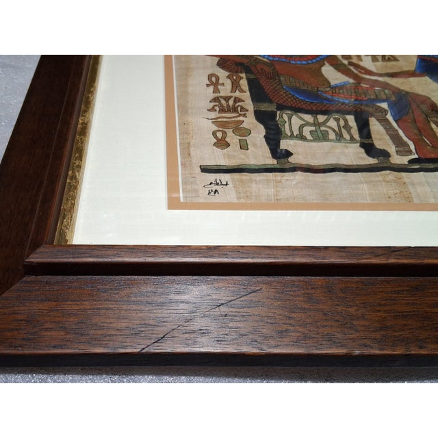 Gold Framed Vintage Egyptian Scene Handpainted on Papyrus For Sale - Image 8 of 12