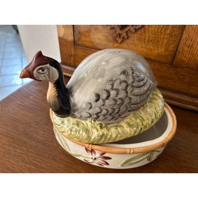 19th Century 19th-Century Staffordshire Guinea Fowl Ceramic Tureen For Sale - Image 5 of 7