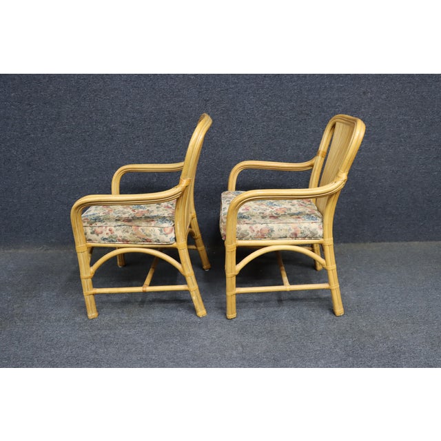 MCM Style Fan Back Bamboo & Rattan Armchairs – Set of 4 For Sale - Image 13 of 18