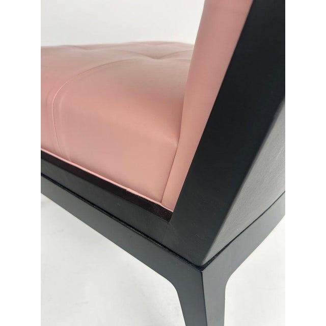 Magni Home Plaza Slipper Lounge Chairs, Pink Lambskin Upholstery, Ebonized Wood Finish For Sale - Image 12 of 16