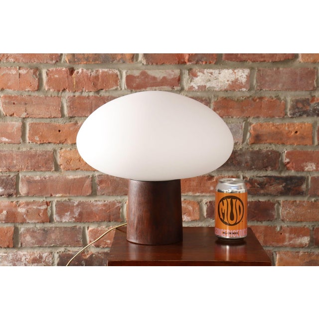 Vintage Mushroom Table Lamp With Frosted Glass Shade and Walnut Base by Laurel For Sale In New York - Image 6 of 12