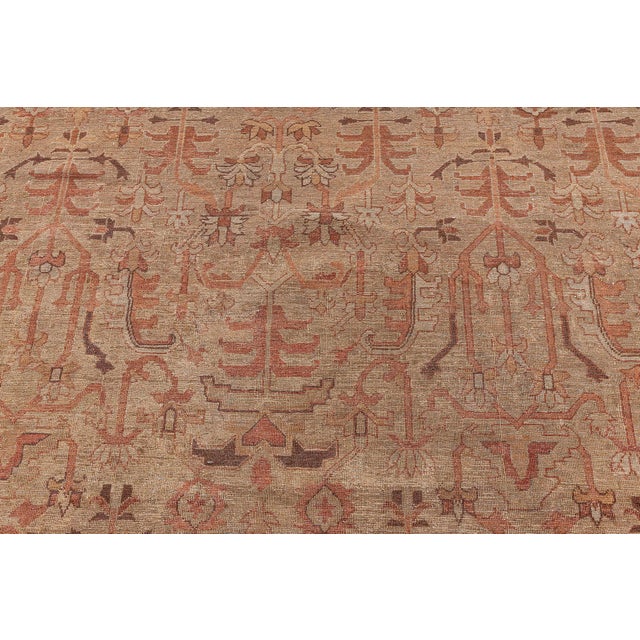 Textile Fine Antique Indian Amritsar Orange, Brown Hand Knotted Wool Rug For Sale - Image 7 of 9