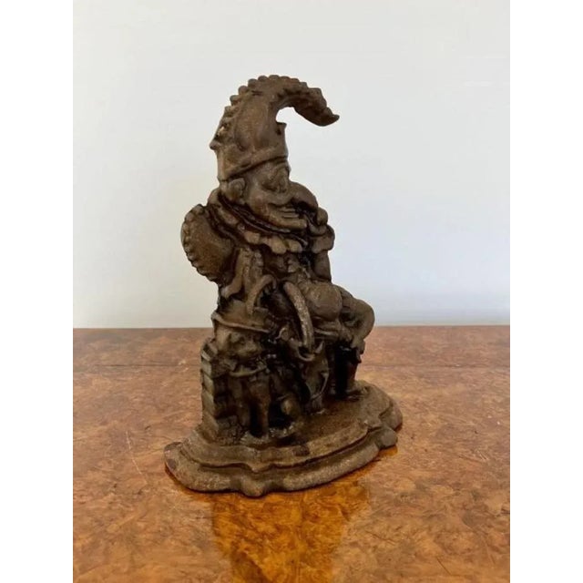 Original antique Victorian Mr Punch cast iron door stop with his dog called Toby by his side