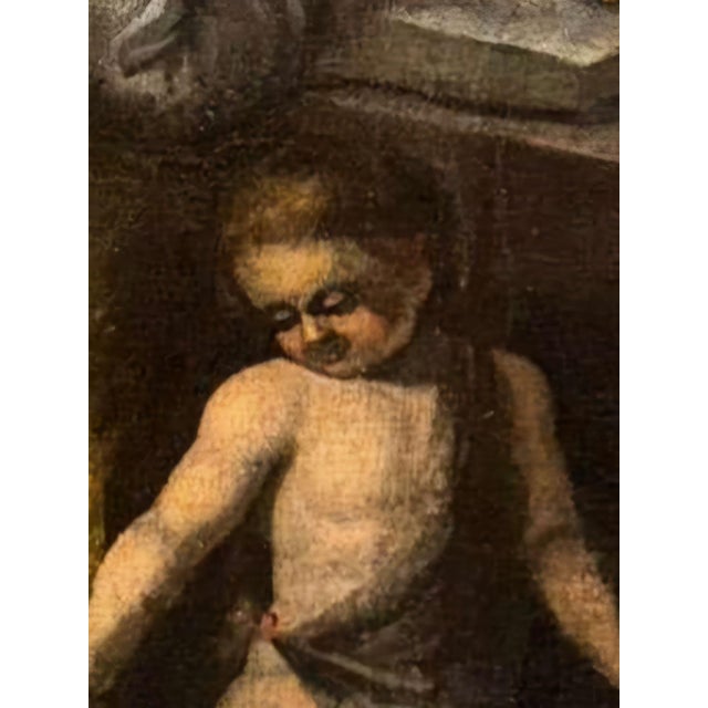 Baroque Spanish Baroque Oil on Canvas – The Holy Family With the Lamb, Circle/Folower of Bartolomé Esteban Murillo, 17th Century. For Sale - Image 3 of 8