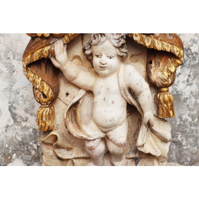 Cherub Angel Within a Baldachin, 18th Century, Portuguese Baroque For Sale - Image 13 of 15