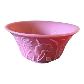 1940's Pink Opaline "Peking Glass" Lotus Flower Bowl For Sale