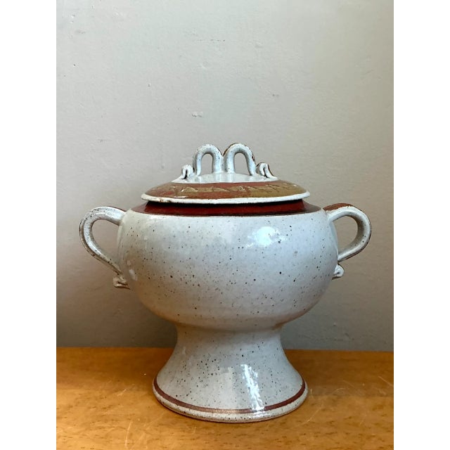 Vintage Speckled Ceramic Footed Tureen For Sale - Image 12 of 12